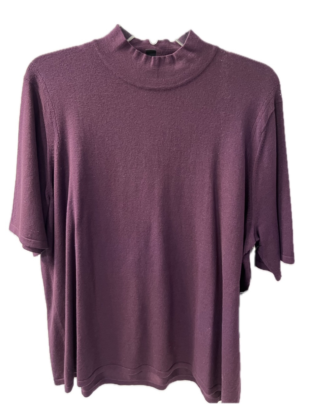 Carlisle Collection Plum Purple Short-Sleeve Mock Turtleneck Sweater